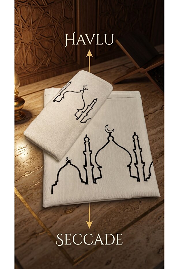 Abdest Towel with Gift Travel Prayery Mat, Portable in Bag, Lightweight, Practical Gift