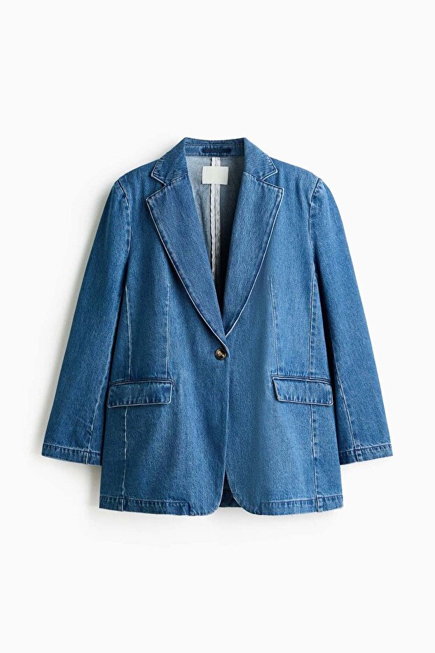 Single-breasted denim blazer - 5