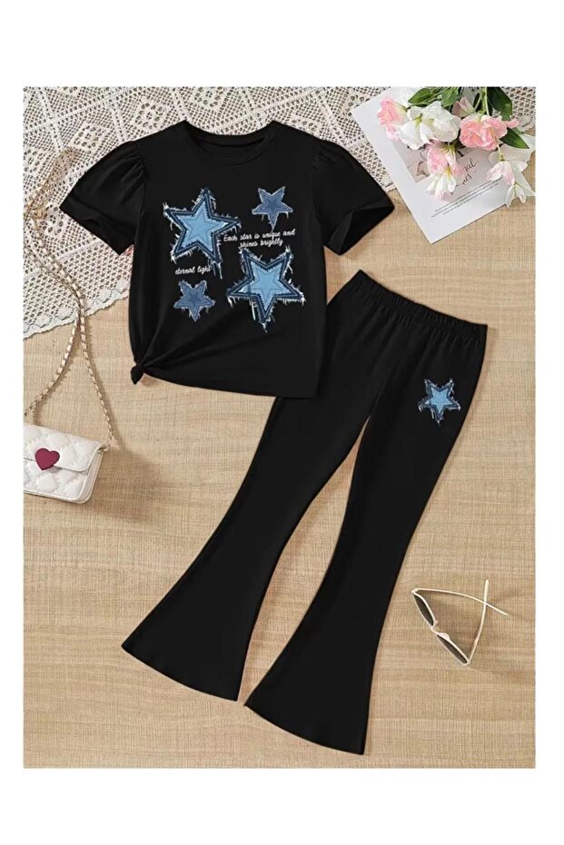 Girls' Blue Star T-Shirt Spanish Pants Set