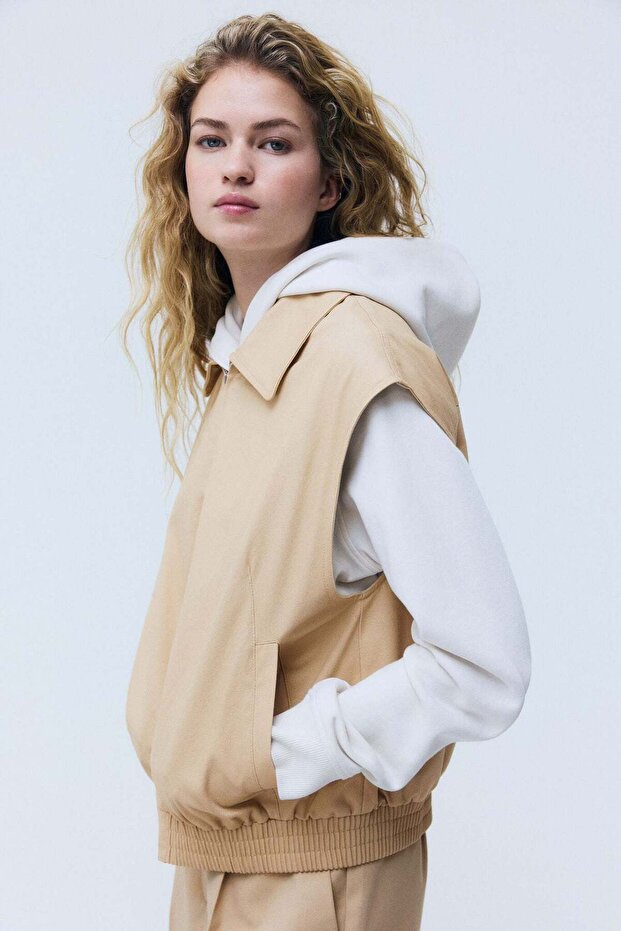 Collared cotton gilet