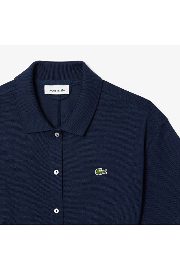 Kadın Flare Fit Kısa Kollu Polo Yaka Lacivert Elbise - 6