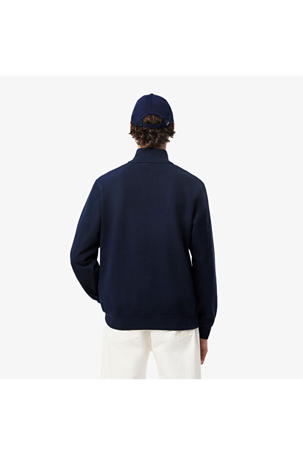 Erkek Classic Fit Yarım Fermuarlı Lacivert Sweatshirt - 3