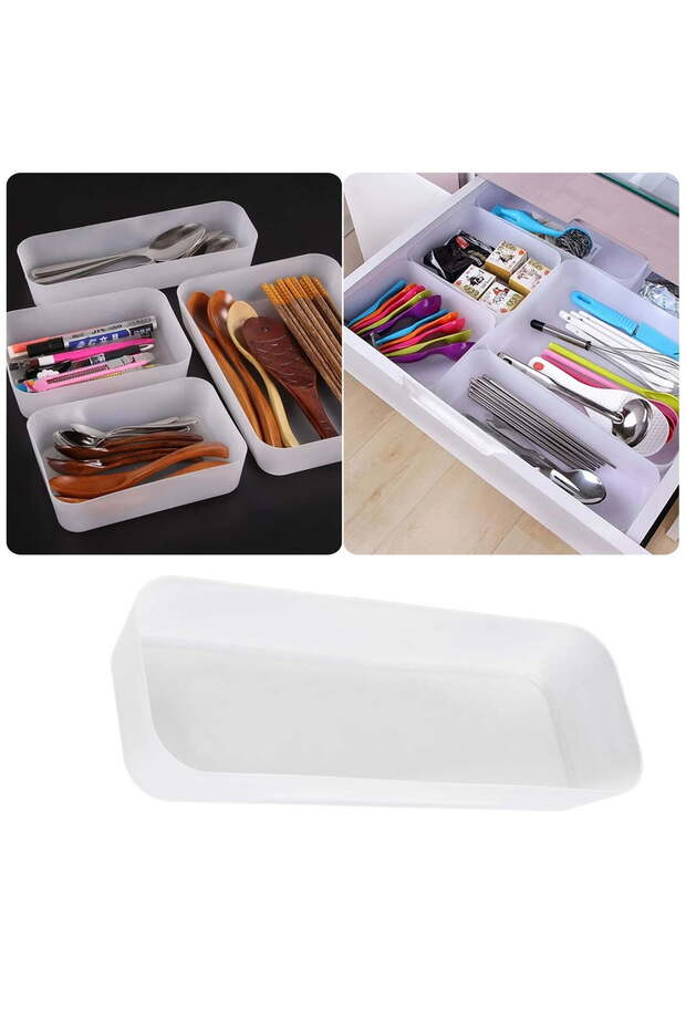 2 Pcs Kitchen Drawer Organizers White - 1