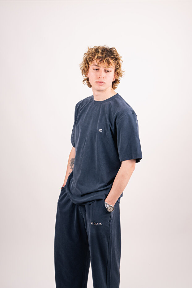Premium Oversize Basic Mavi Takım