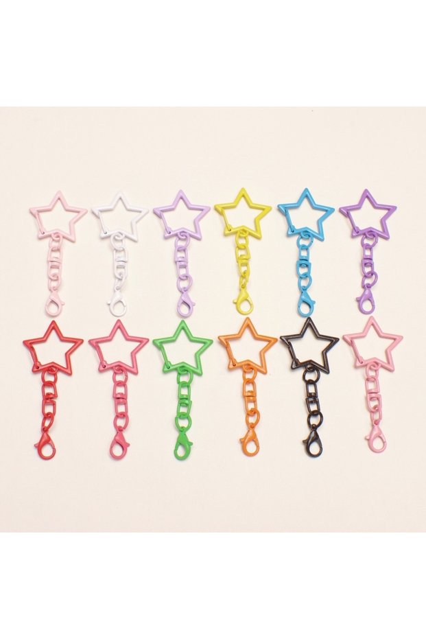 20pcs random color 5/10/20pcs Colorful Star Keyring Lobster Clasp Hooks With Adjustable Buckle For M