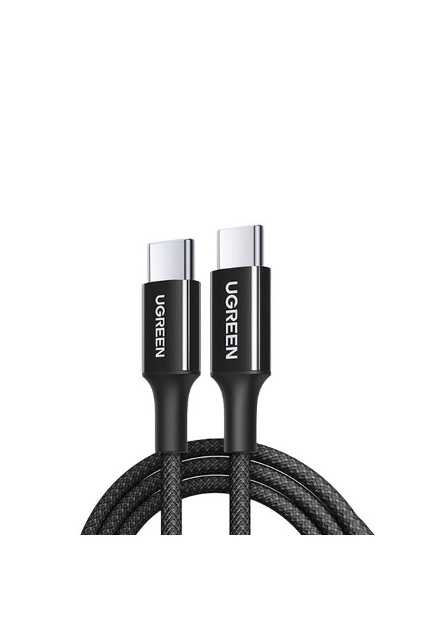 كابل شحن سريع مضفر من نوع USB-C إلى USB-C 3A بطول 2 متر وقوة 60 واط - أسود