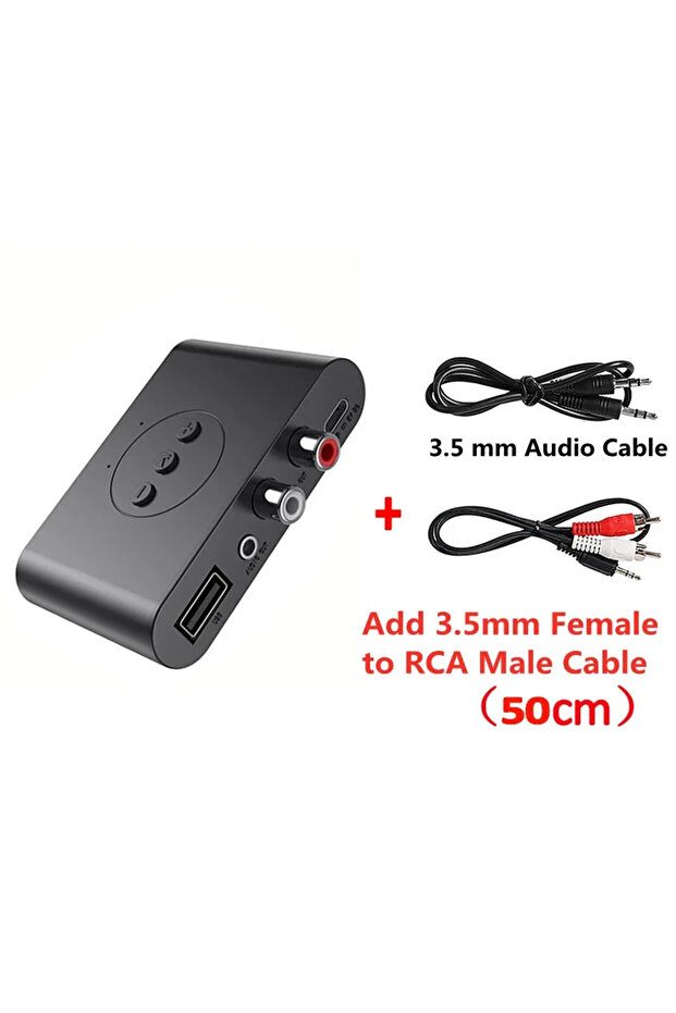 جهاز استقبال وإرسال بلوتوث VIKEFON v5.0 مع منفذ RCA، يدعم بلوتوث 5.3، مع منفذ USB ومنفذ AUX 3.5 ملم