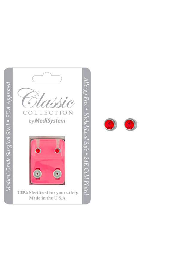 أقراط أمريكية معقمة من الياقوت الأحمر صغيرة الحجم 2 مم