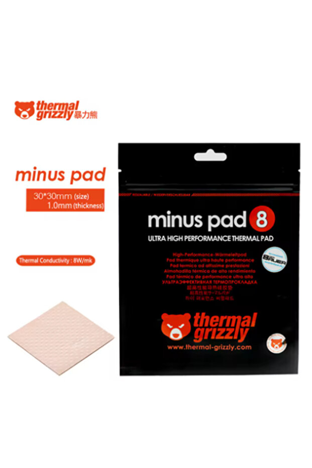 30x30x1.0mm Thermal Grizzly Minus Pad 8 Thermal Pad 8.0W/ Motherboard/CPU/GPU Multi Size Graphics Ca