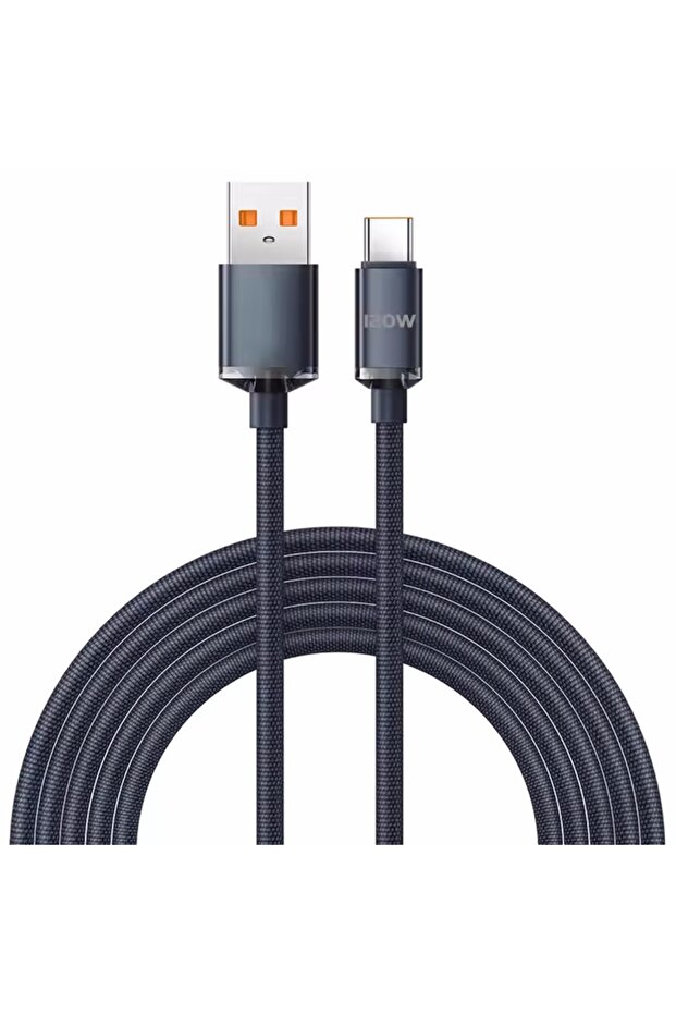 كابل شحن سريع USB-C أسود بطول 2 متر، 120 واط، 0.25 متر/1 متر/1.5 متر/2 متر، شحن سريع 6 أمبير، شاحن فائق السرعة