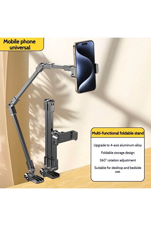 3 sections for phone Adjustable Tablet Stand Foldable 3 Sections Arms Bedside Phone Holder for 5-12I