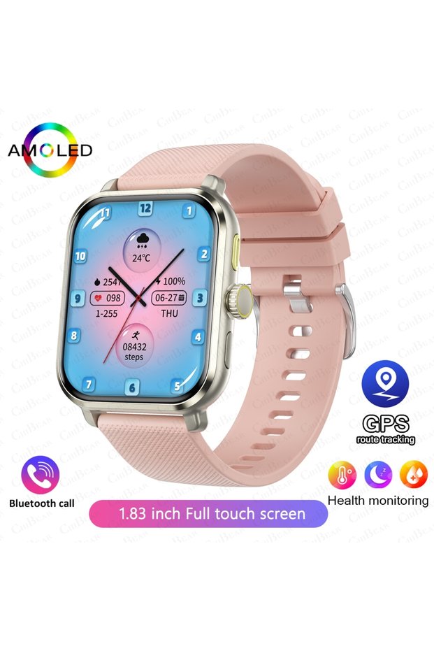 Pink Tape 2026 New AMOLED Smart Watch Women 1.83 inch Blood Sugar GPS Sports Watch IP68 Waterproof B