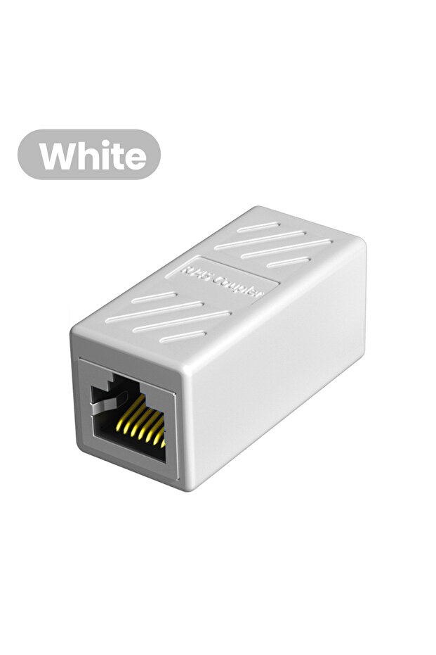 موصل إيثرنت أبيض RJ45، موسع شبكة محلية بسرعة 1000 ميجابت في الثانية، موصل كابل إيثرنت Cat6/Cat5e أنثى