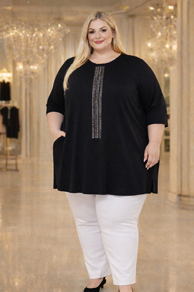 Women's Plus Size Stone-Embellished Bluz