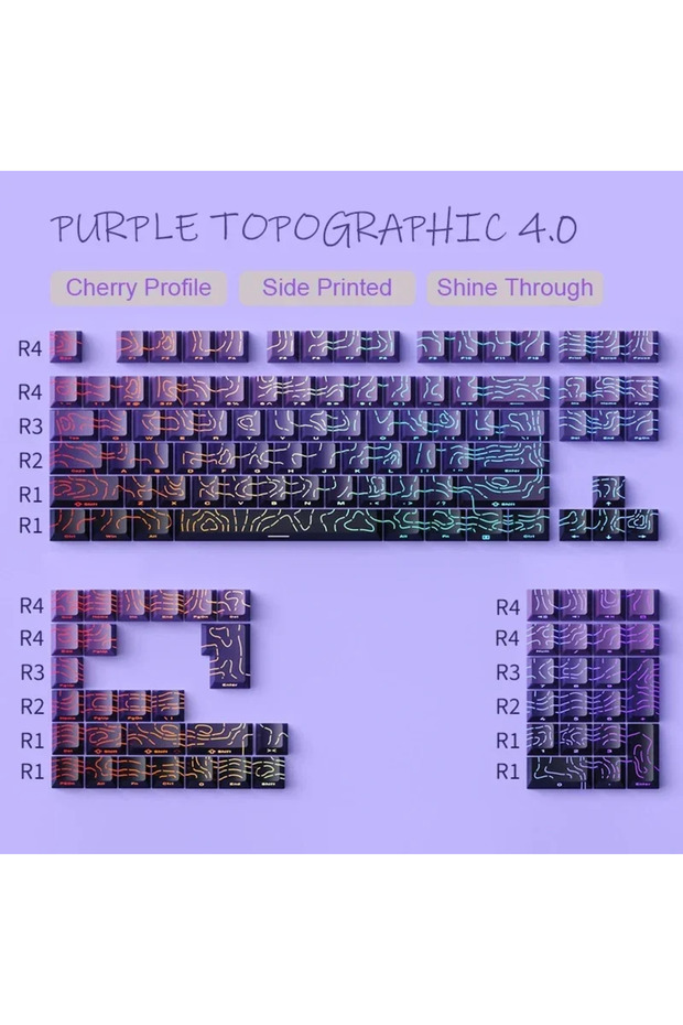 أغطية مفاتيح 133Violet 2026 ذات تدرج لوني جانبي لامع، بتصميم Cherry، مصنوعة من مادة PBT، أغطية مفاتيح مخصصة للوحات المفاتيح 60% و65%
