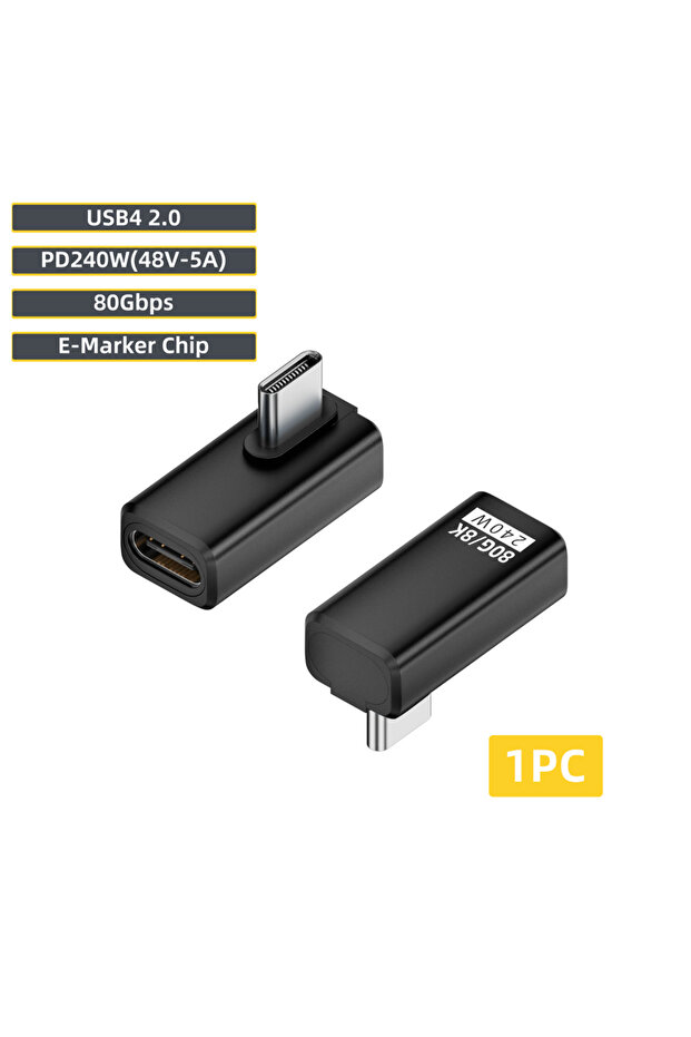 محول شحن USB4 2.0 بزاوية مستقيمة من BSN 240-80-ZW-HS، يدعم PD بقوة 240 واط و5 أمبير، محول USB-C إلى Type-C لنقل البيانات