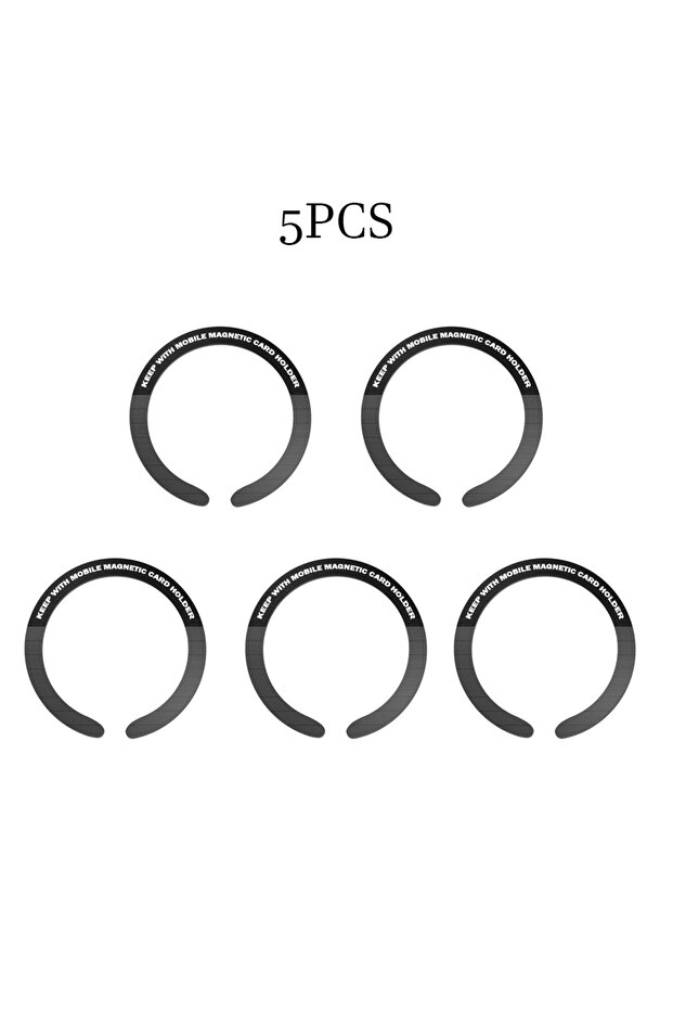 C-Black-5pcs 5PCS Ultra-Thin Stainless Steel Magnetic Plate 0.6mm N52 Ring for MagSafe Car Mount Uni