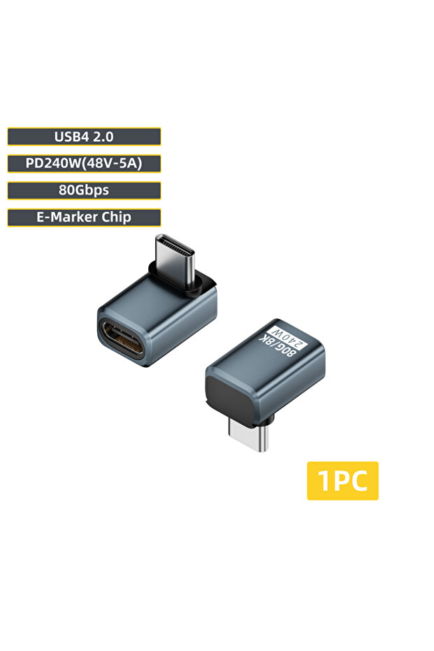 محول شحن USB4 2.0 بزاوية مستقيمة من BSN 240-80-LT-SH، يدعم PD بقوة 240 واط و5 أمبير، محول بيانات USB C إلى Type C