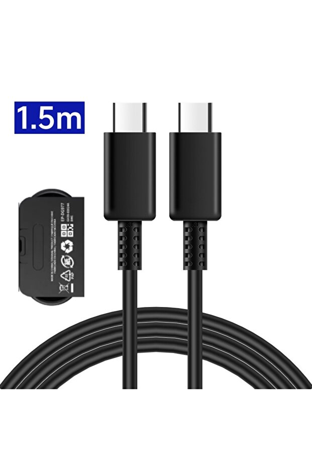 كابل أصلي بطول 1.5 متر، 5 أمبير، 45 واط، يدعم الشحن السريع PD، مزود بمنفذين USB-C، مناسب لهواتف S24 Ultra وS22 وS23 وS21 وNote20 وA55 Q.