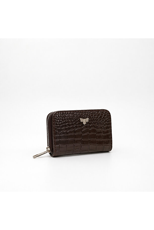 Women's Crocodile Patterned Zipper Wallet – Stylish and Convenient Wallet with Card Holder and Coin Compartment