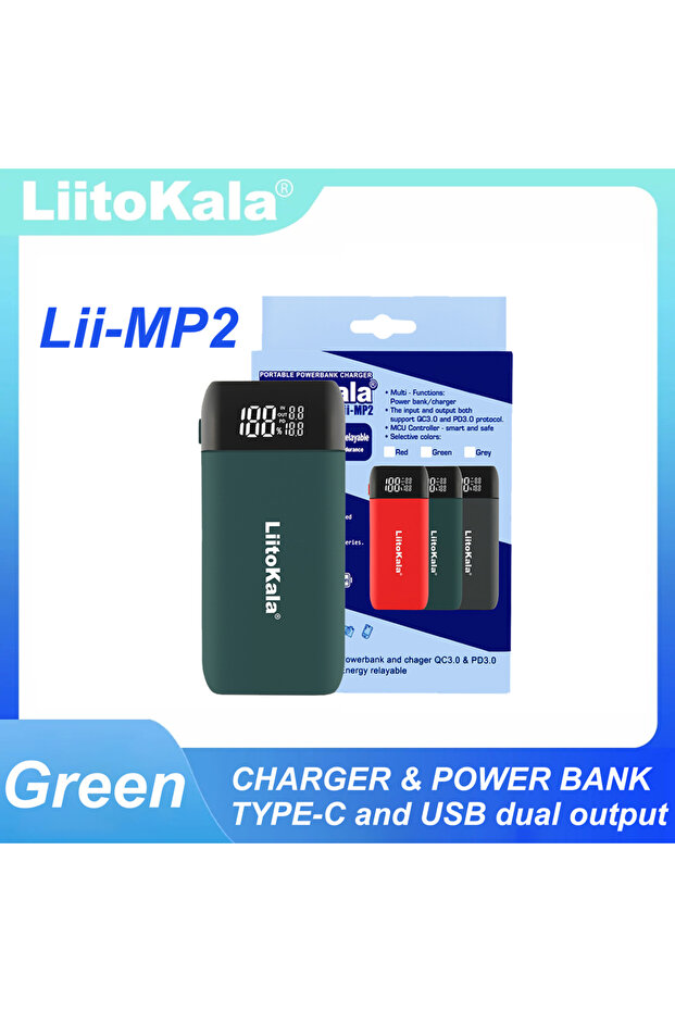 liitokala Lii-MP2(Green) LiitoKala Lii-MP2 21700 18650 Power Bank QC3.0 Fast Charging Type-C INPUT U