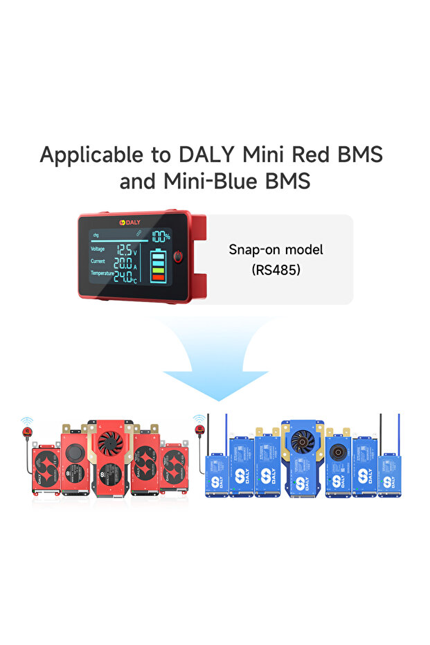 شاشة عرض 3.0 بوصة مع ملحقات RS485 Daly BMS، شاشة LCD 3.0 بوصة مع كابل، شاشة لمس 4.3 بوصة مع UART RS485 لـ D