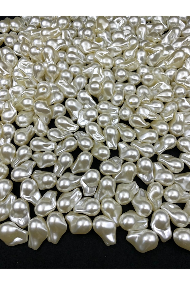 25Gr Cream Color Gum Model Drop Luxury Plated Unshaped Baroque Trapezoid Plastic Pearl Beads (~15 Pieces)