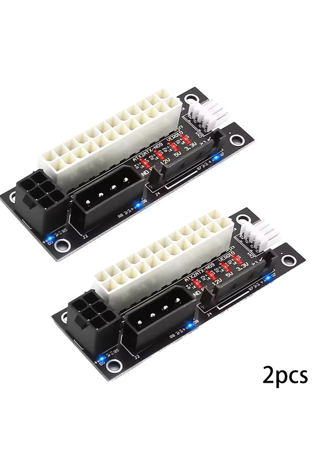 قطعتان من محول الطاقة المزدوج (2-5 قطع) ADD2PSU ATX 24Pin إلى 4Pin للتعدين مع M