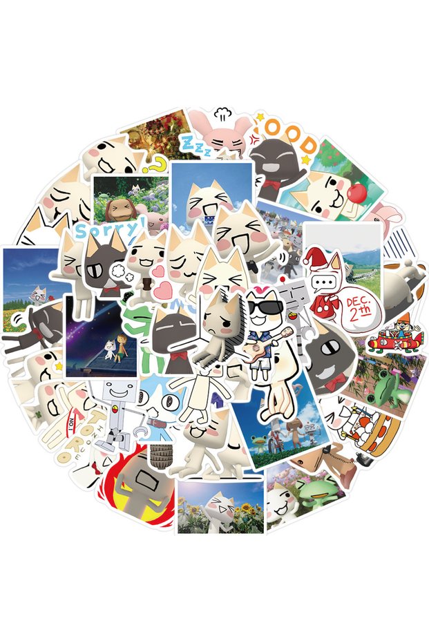 50pcs 50Pcs Cartoon Toro Inoue Cat Stickers Kawaii Waterproof Graffiti Vinyl Decals for laptop Guita