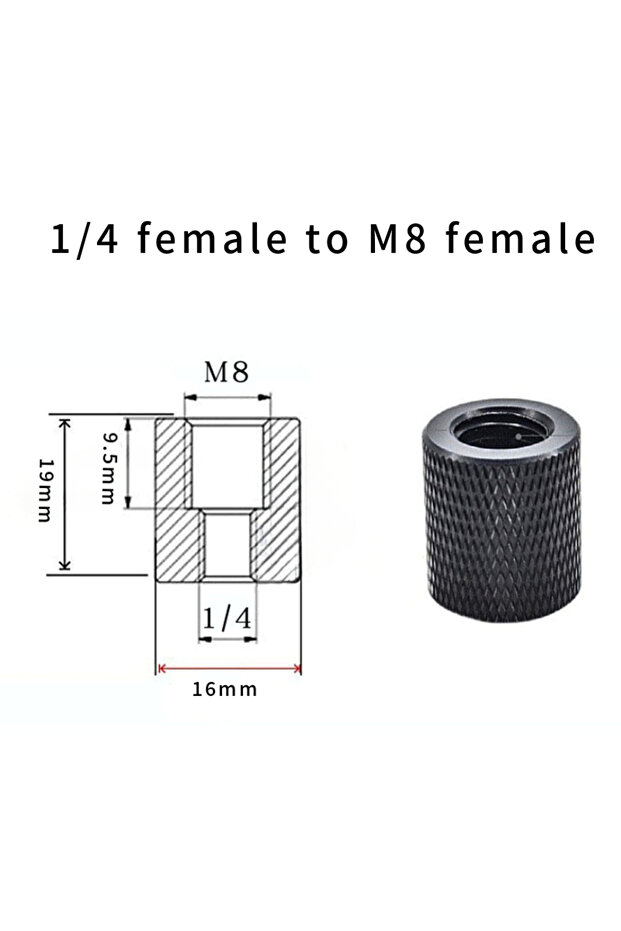 قطعتان من محولات البراغي السوداء 1/4 إلى M8، 2/4 قطع 1/4-20UNC، 3/8-16، M5، M6، M8، M10، محول حامل جهاز العرض
