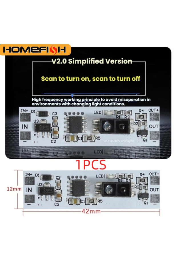 وحدة تحكم بمستشعر حركة اليد Simp-1PCS HOMEFISH لإضاءة LED للخزائن وخزانات الملابس ورفوف الأحذية