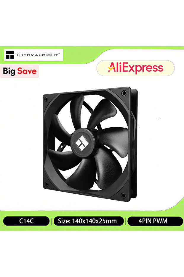 مروحة تبريد كمبيوتر ثابتة اللون Thermalright TL-C14C-1 مقاس 140 مم، متوفرة بكميات 1/2/3/4/5 قطع