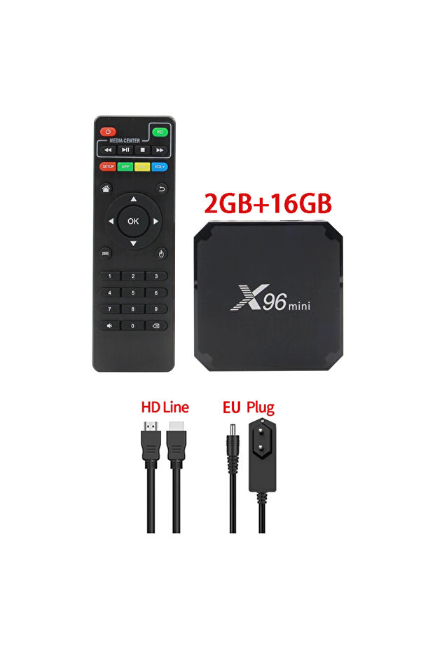 x96mini16geu Original X96 mini Android 11.0 Smart TV Box Quad Core 2GB 16GB WiFi Media Player X96min