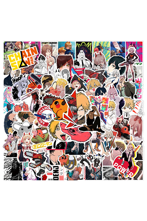 ROSE RED 100Pcs Anime Chainsaw Man Stickers Vinyl Waterproof for Laptop Phone Case Notebook Water Bo