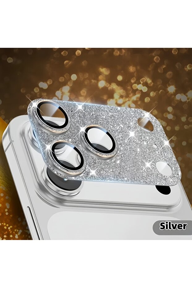 iPhone17 Pro Max Silver For iPhone 17 Pro Max / 17 Pro Glitter Camera Lens Protector[Case-Friendly]