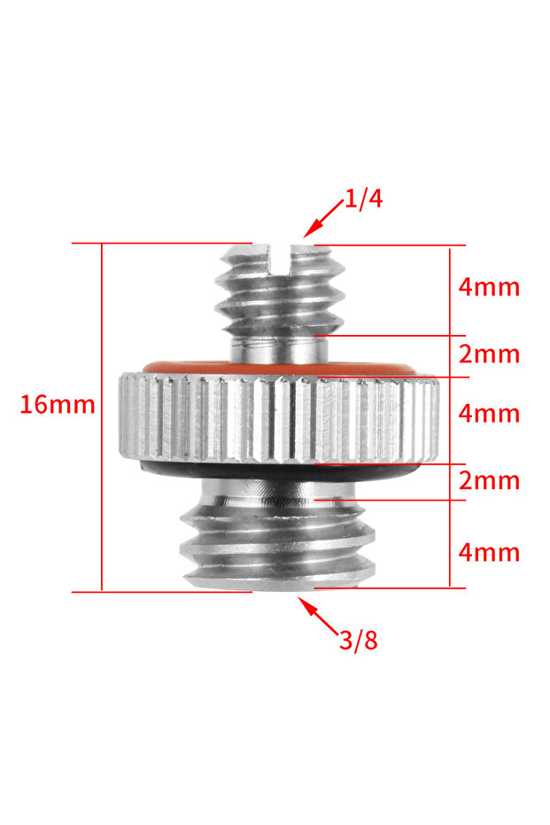 E Camera Screw Adapter Convert Double Head Converter 1/4" to 1/4 or 3/8" Male to Male Stainless St.