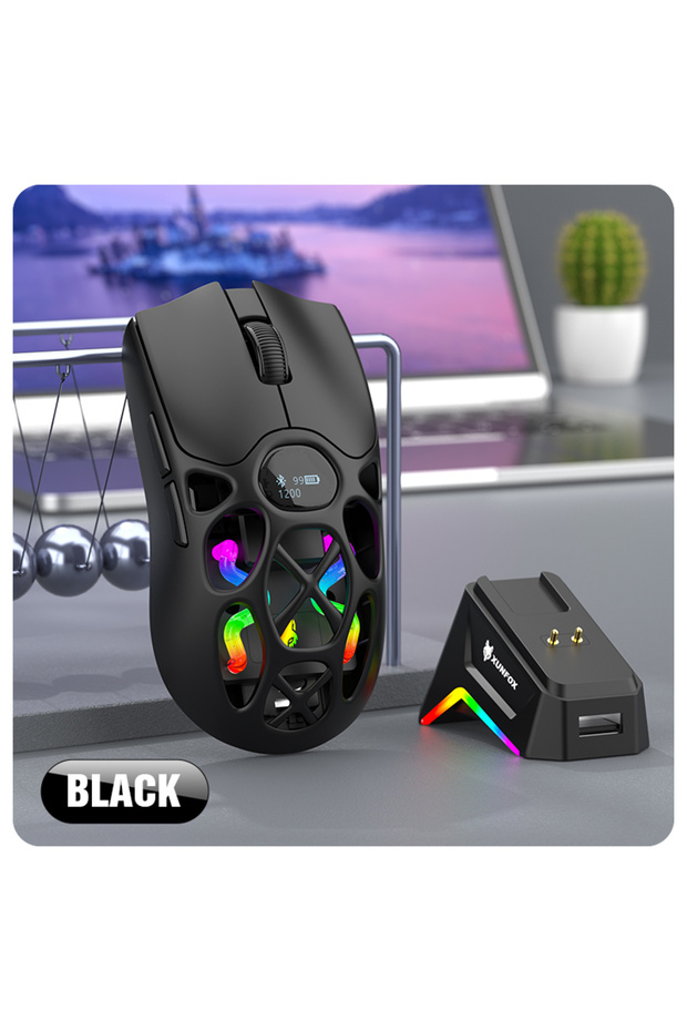 H16PRO BLACK XUNFOX Wireless 2.4g Mouse Lightweight Competitive Game Mouse Charging Bluetooth Three-