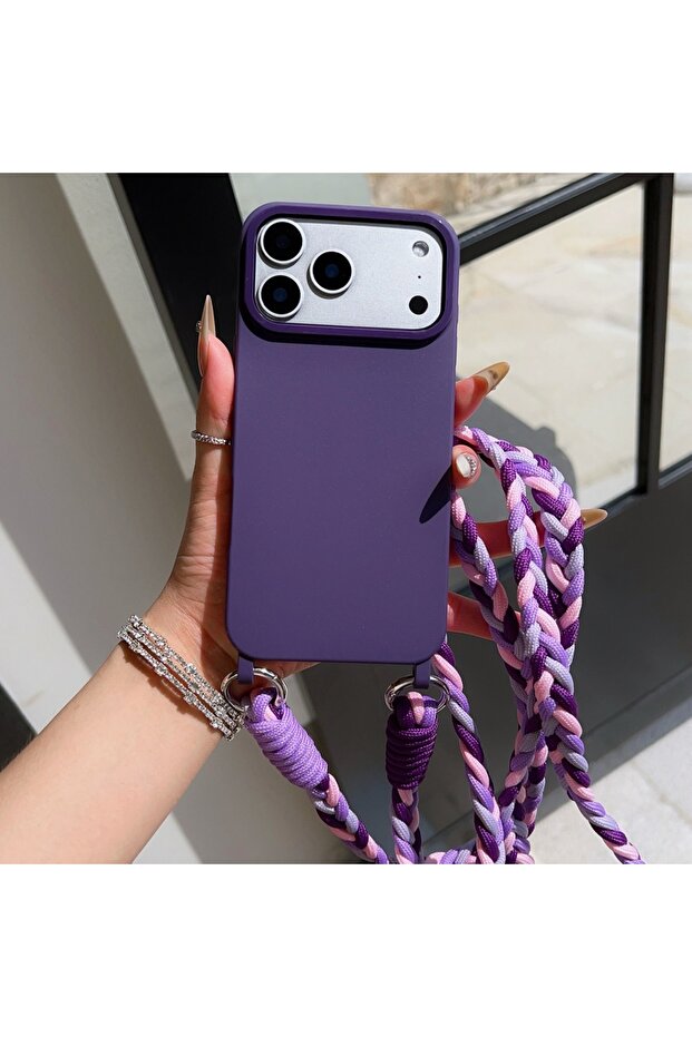 iPhone 15 Pro Max PURPLE Lanyard Phone Case For iPhone 17 Pro Max 16 15 Plus 14 13 12 Air Crossbody