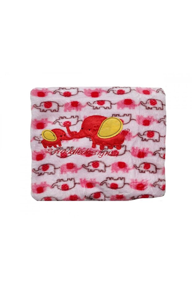 Microfiber blanket 80x100 cm Red Elephants pattern - 1