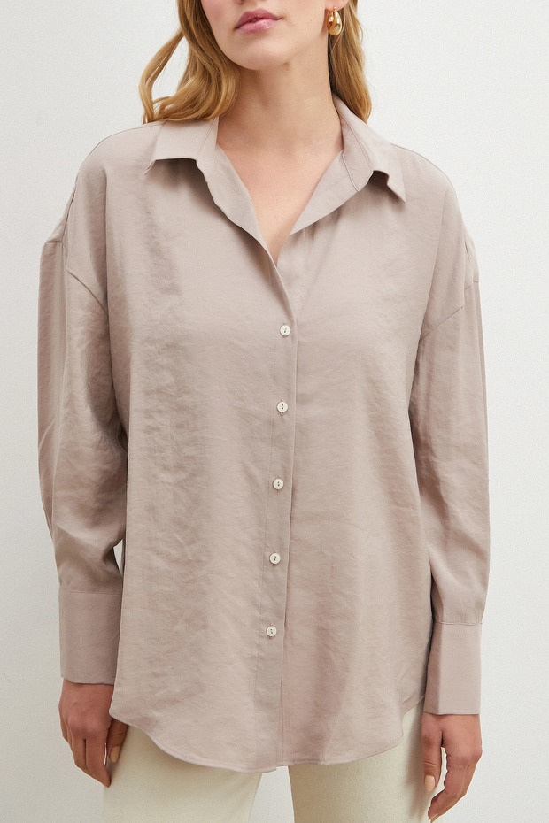 Basic Modal Shirt Sand Beige - 5