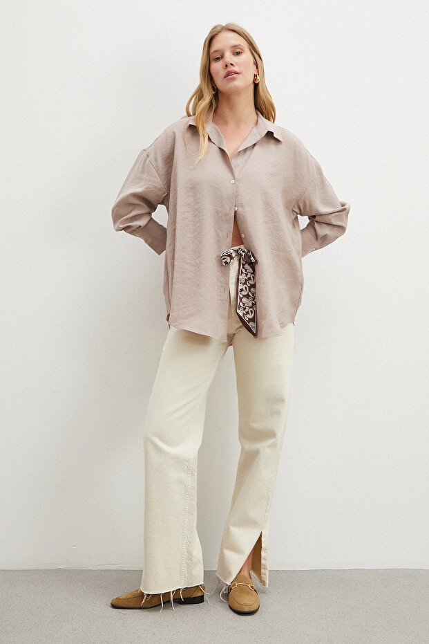 Basic Modal Shirt Sand Beige - 2