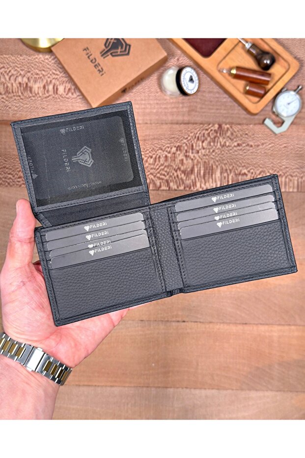 Genuine Leather Men's Wallet with Id and Card Compartments 2146