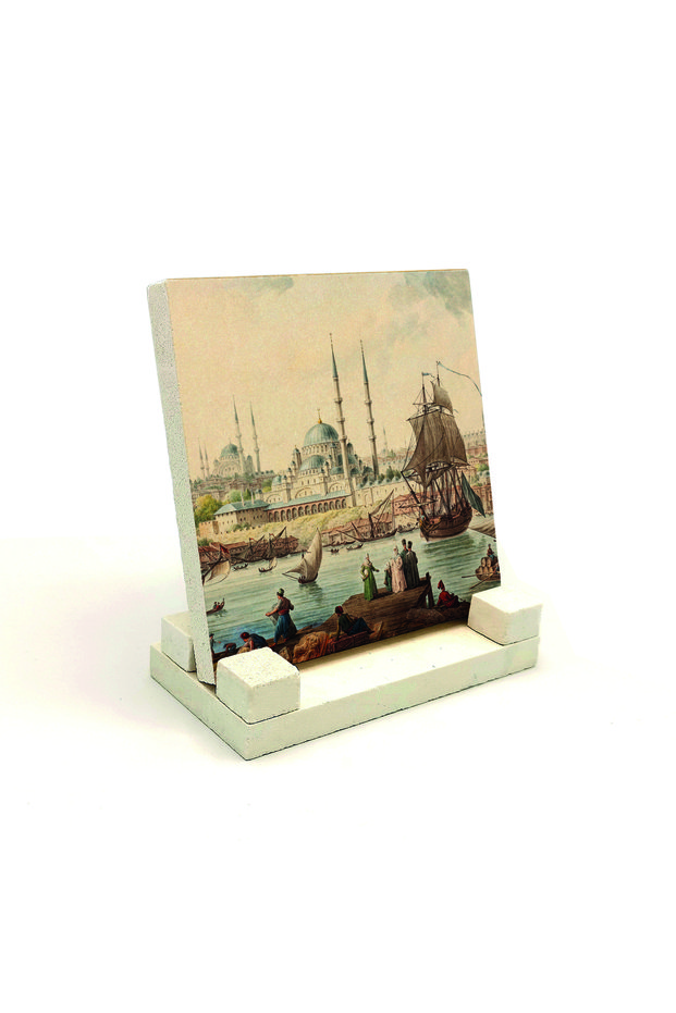 18. Istanbul in the Century: New Mosque and Golden Horn Printed Stone Tabletop 10X10 Krt-40