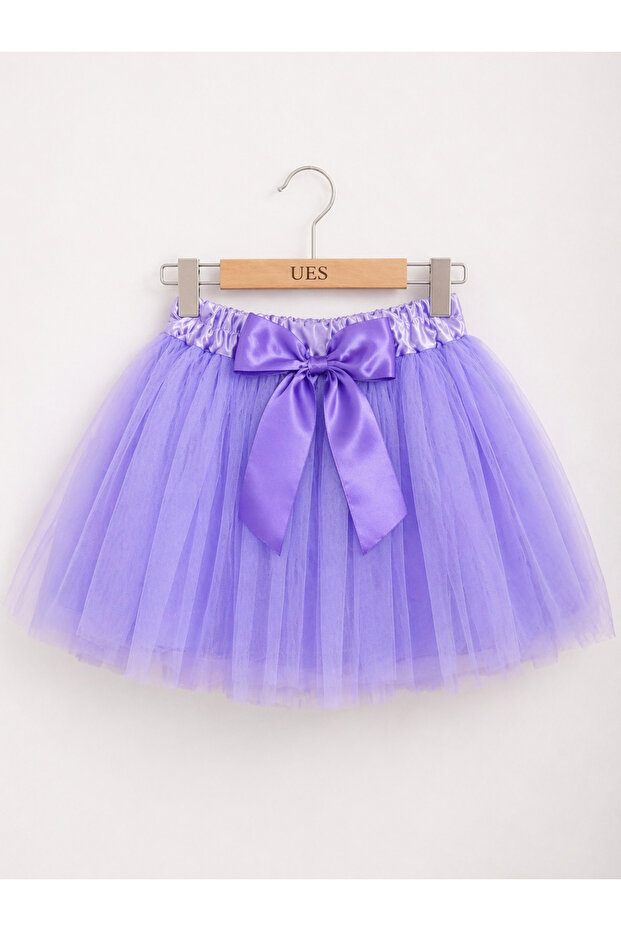 Girls' Purple Dream Tutu Tulle Skirt with Bows and Lining
