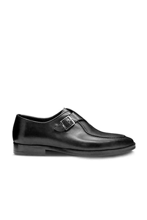 Genuine Leather Buckle Men's Shoes 053 Black (Black)