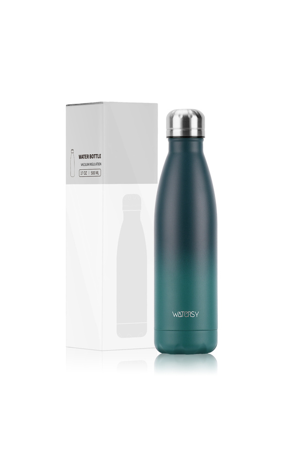 500ml Blue Green Gradient WATERSY 500ml Stainless Steel Vacuum Flask, Insulated Thermos Cup for Coff