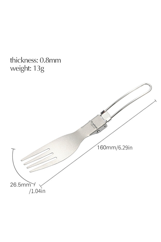 Ta8003F Tiartisan Titanium Foldable Cutlery (Stainless Steel Handle) Portable Outdoor Camping Tablew