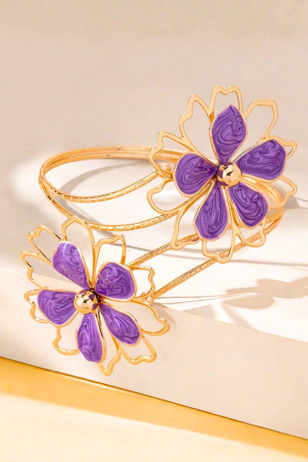 Mineli Flower Themed Armcuff Gold Women's Pazu Bracelet