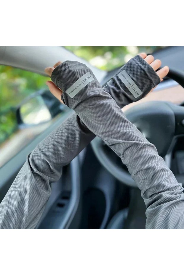1Pair dark gray UPF50+ Cooling Arm Sleeves Loose Fit Sun Protection UV Cover for Men Women Driving C