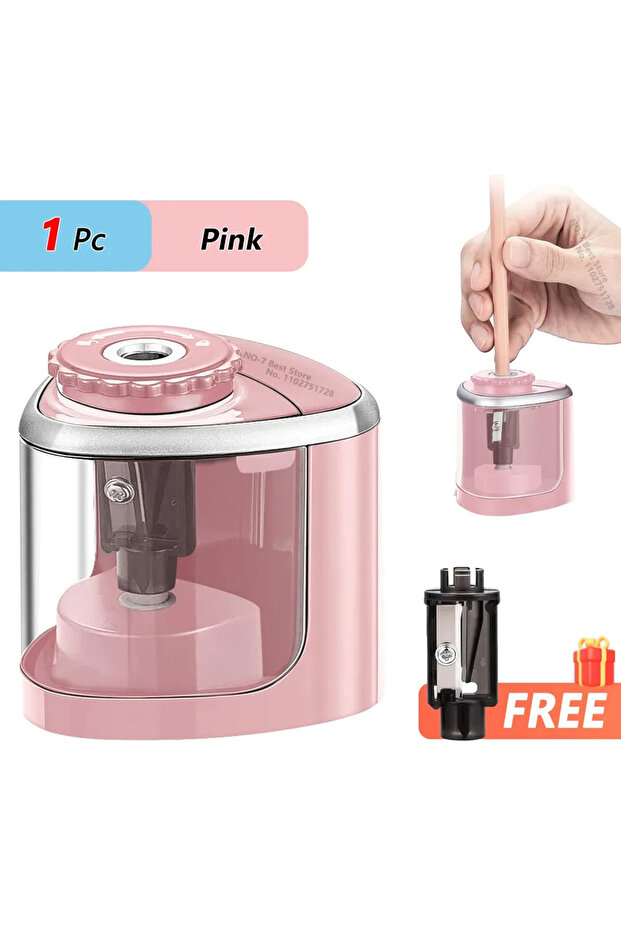 1PC Pink TENWIN Electric Sharpener Desktop Automatic Portable Pencil Sharpener Suitable To Pencils 6